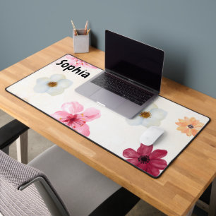 Tapis de bureau personnalisé à motif floral aquare