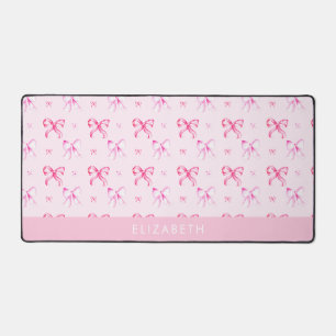 Tapis de bureau personnalisé avec nœud rose Coquet