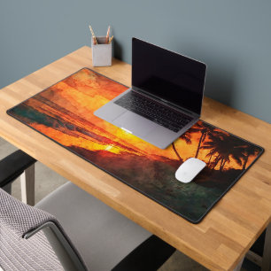 Tapis de bureau Plage au coucher du soleil avec un