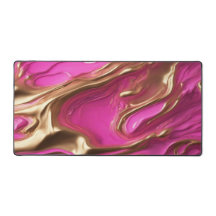 Tapis de bureau rose et or