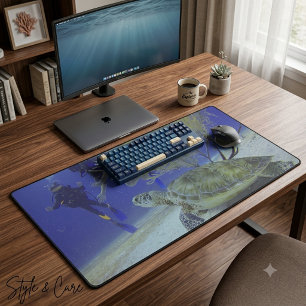 Tapis de bureau Sea Turtle Dive – Aventure sous-ma