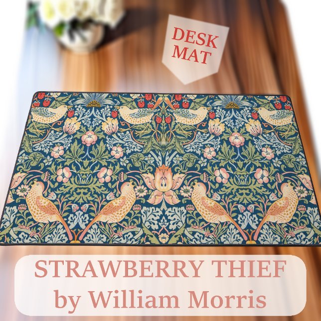 Tapis de bureau William Morris - Impression Strawb (Experience Timeless Beauty with the Strawberry Thief Desk Mat! Art by William Morris. 🍓🖥️)