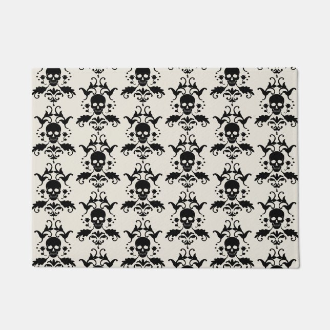 Tapis de damassé de crâne de Halloween (Devant)