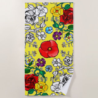 Tapis de fleurs au coquelicot beach towel