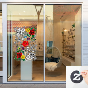 Tapis de fleurs au coquelicot window cling