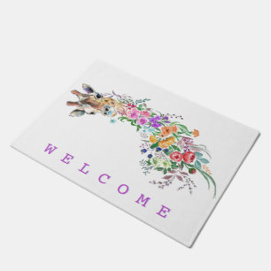 Tapis de Giraffe aux fleurs colorées - Bienvenue