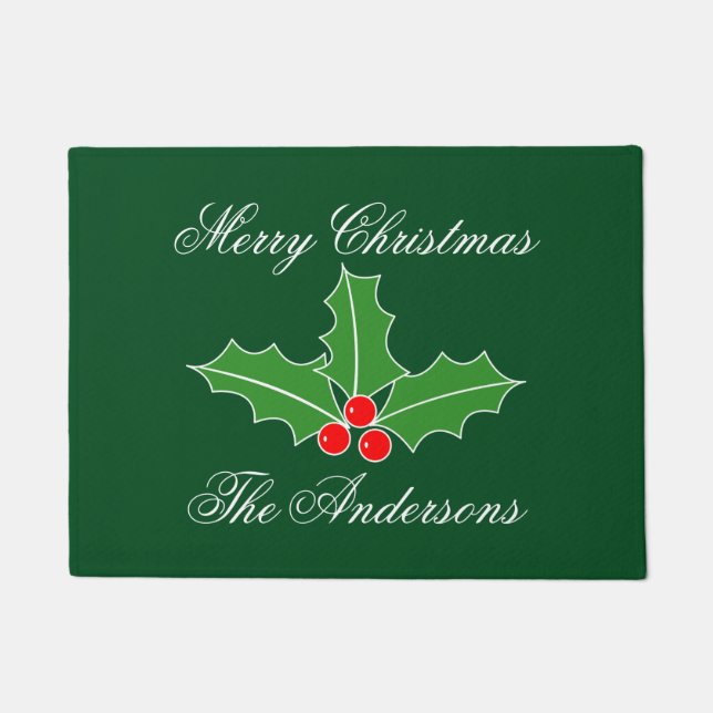 Tapis de Noël avec nom de famille personnalisé (Devant)