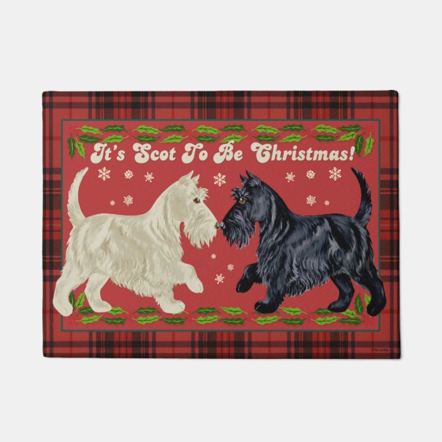 Tapis de Noël de Terrier d'écossais (Devant)
