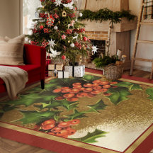 Tapis de Noël | Vintage Holly Berries Xmas Rug