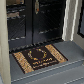 Tapis de porte à clé grecque et couronne de laurie