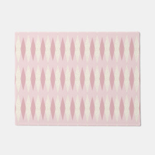 Tapis de porte à motifs de losanges rose moderne