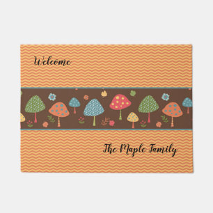 Tapis de porte avec Chevron, Design de champignons