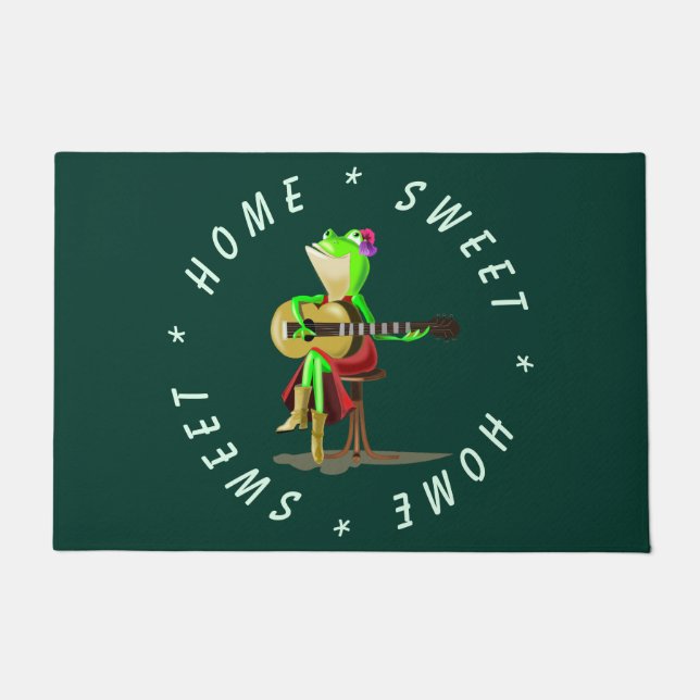 Tapis de porte avec grenouille Jouer Guitare Home  (Devant)