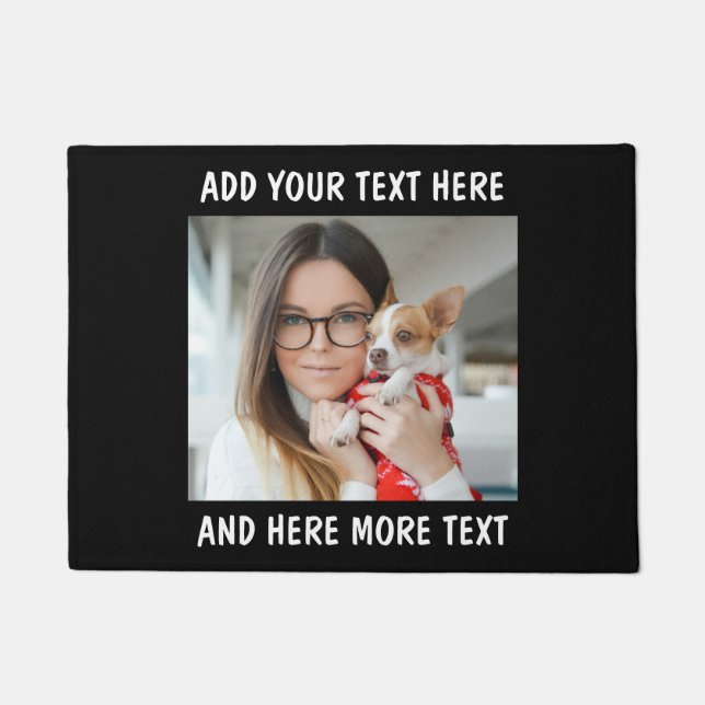 Tapis de porte avec photo et texte ou nom personna (Devant)