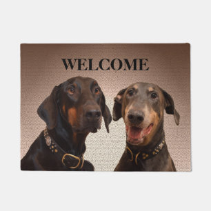 Tapis de porte bienvenu de chiens de dobermann
