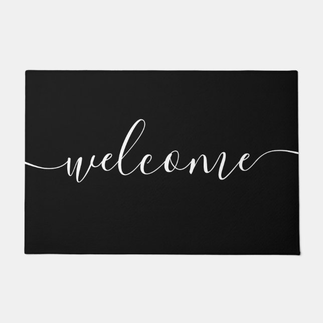Tapis de porte - Bienvenue noir et blanc (Devant)
