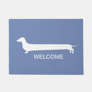 Tapis de porte bleu de teckel