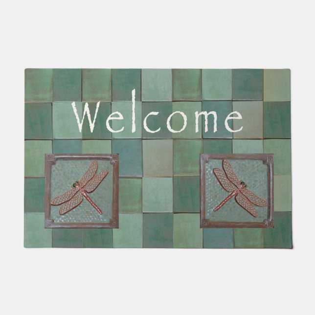 Tapis de porte de bungalow avec tuiles de libellul (Devant)