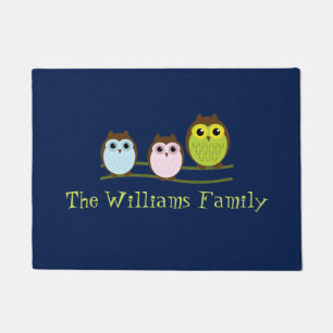 Tapis de porte de famille de hibou