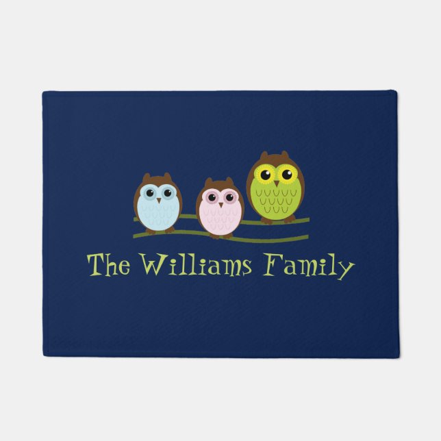Tapis de porte de famille de hibou (Devant)