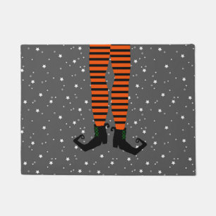 Tapis de porte de Halloween de jambes de sorcière