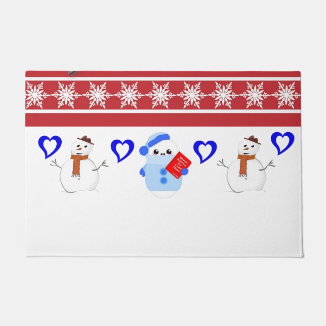 Tapis de porte de Noël, Bonhomme de neige (Devant)