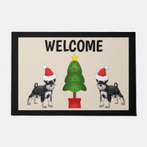Tapis de porte de Noël Schnauzer