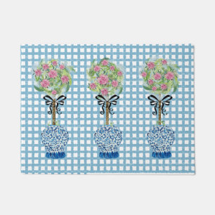 Tapis de porte de pot bleu bleu Topiary