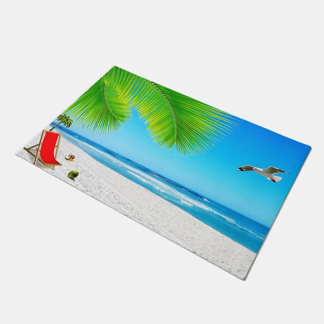 Tapis de porte de vue d'océan de plage (Incliné)