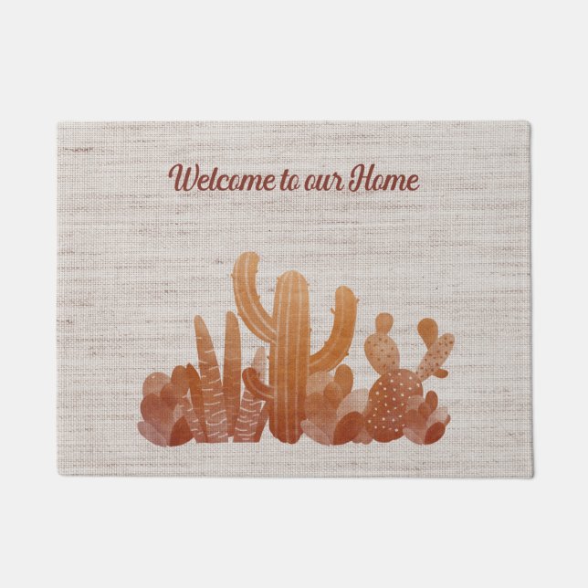 Tapis de porte en beige avec cactus (Devant)