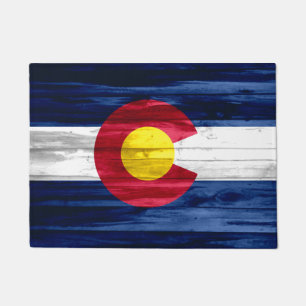 Tapis de porte en bois de drapeau du Colorado