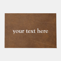 TAPIS DE PORTE EN CUIR BRUN MODERNE NOM PERSONNALI