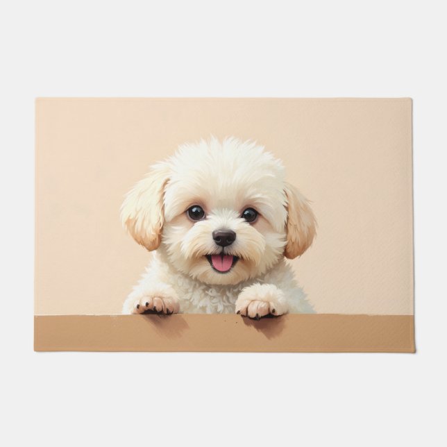 Tapis de porte en forme de chien Maltipoo (Devant)