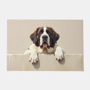 Tapis de porte en forme de chien Saint-Bernard