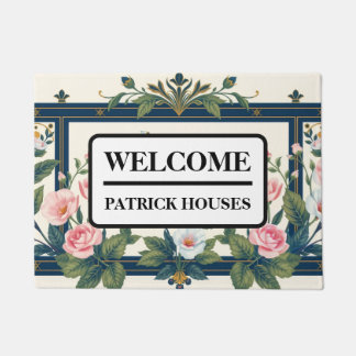 Tapis de porte en or Art Déco Luxe Fleurs