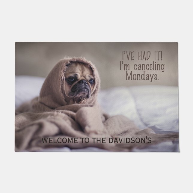 Tapis de porte faits sur commande de chien drôle (Devant)