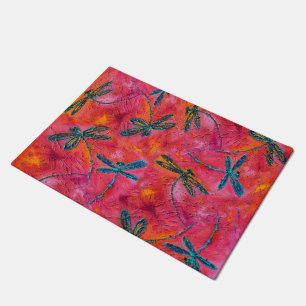 Tapis de porte fuchsia chaud de danse de libellule
