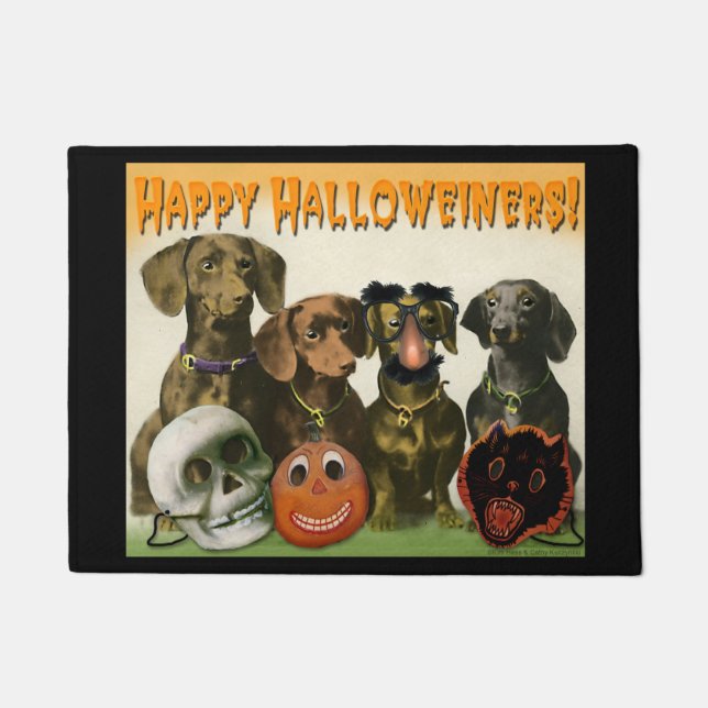 Tapis de porte heureux de Halloweiners (Devant)