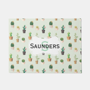 Tapis de porte mis en pot coloré de cactus