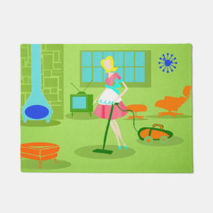 Tapis de porte moderne de femme au foyer de la