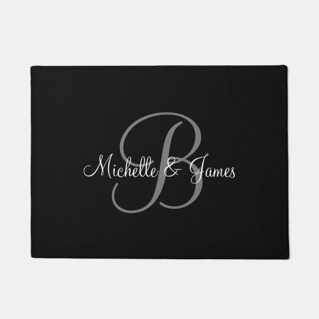 Tapis de porte monogramme avec nom personnalisé (Devant)