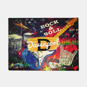 Tapis de porte monogramme Rock & Roll