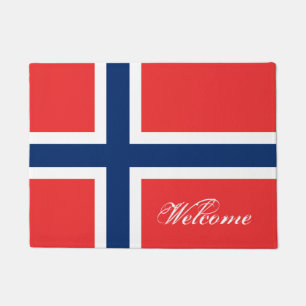 Tapis de porte norvégien de drapeau avec le texte