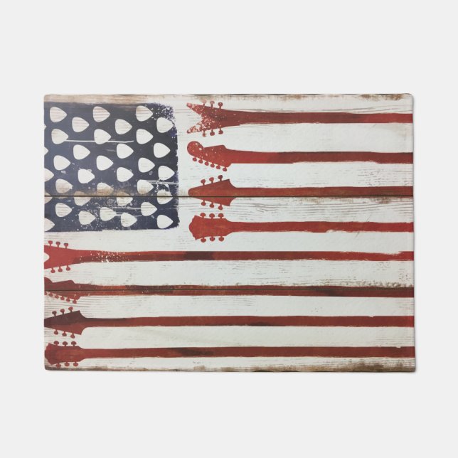 tapis de porte patriotique de musique de guitare (Devant)