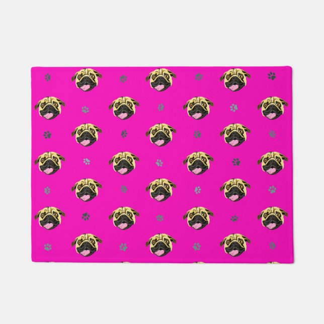 Tapis de porte Pug Rose Choquant (Devant)