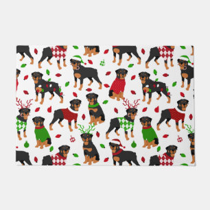 Tapis de porte Rottweiler de Noël