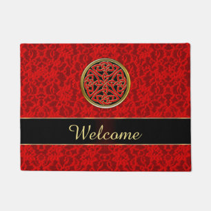 Tapis de porte rouge celtique d'accueil de
