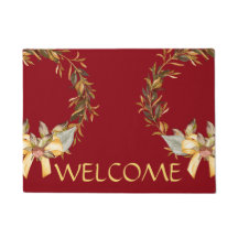 Tapis de porte rustique de guirlande de vacances,