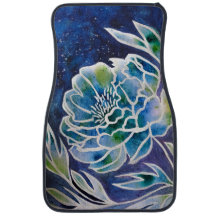 Aquarelle florale Turquoise bleu Dahlia Navy