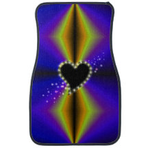 Coeur noir avec étoiles sur arc-en-ciel jaune viol
